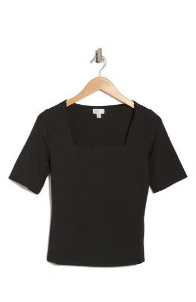 Nordstrom Rack Elbow Sleeve Sculpted Knit Top In Black