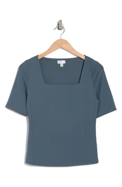 Nordstrom Rack Elbow Sleeve Sculpted Knit Top In Blue Slate