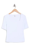 Nordstrom Rack Elbow Sleeve Sculpted Knit Top In White Ice