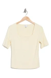 Nordstrom Rack Elbow Sleeve Sculpted Knit Top In Yellow Pale