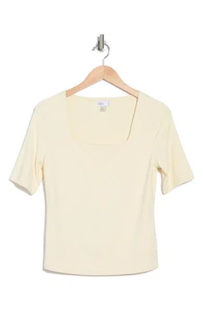 Nordstrom Rack Elbow Sleeve Sculpted Knit Top In Yellow Pale