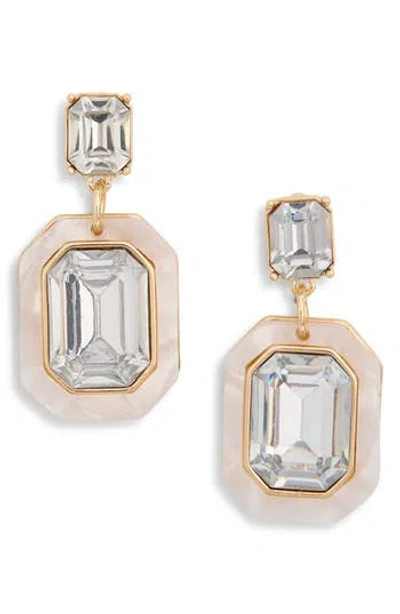 Nordstrom Rack Emerald Cut Cubic Zirconia Drop Earrings In Pink