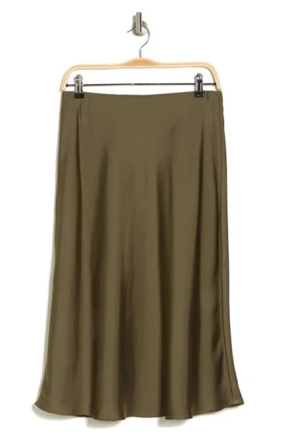 Nordstrom Rack Essential Bias Cut A-line Skirt In Olive Burnt