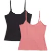 Nordstrom Rack Everyday 2-pack Camisoles In Black -pink Mauve