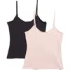 Nordstrom Rack Everyday 2-pack Camisoles In Pink Puff -black