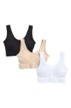 Nordstrom Rack Everyday Assorted 3-pack Tank Bralettes In White -beige Smoke