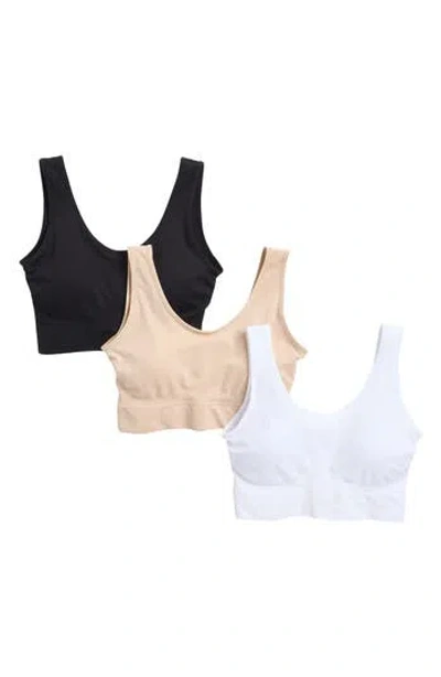 Nordstrom Rack Everyday Assorted 3-pack Tank Bralettes In White -beige Smoke