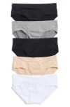 Nordstrom Rack Everyday Assorted 5-pack Seamless Hipster Briefs In Grey Heather Multi