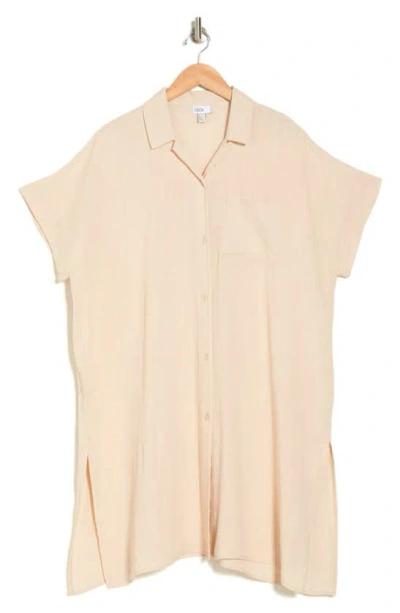 Nordstrom Rack Everyday Button-down Beach Cover-up Tunic In Beige Beach