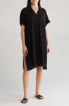 Nordstrom Rack Everyday Button-down Beach Cover-up Tunic In Black
