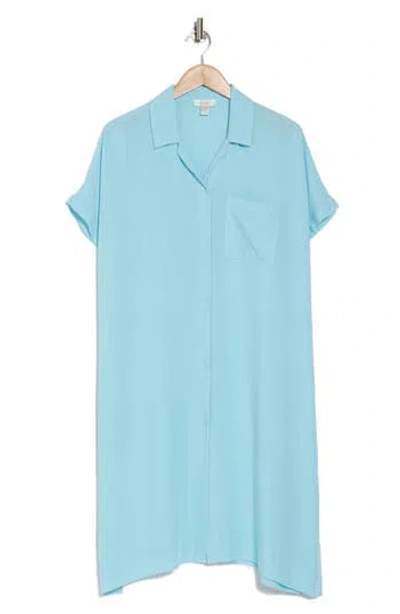 Nordstrom Rack Everyday Button-down Beach Cover-up Tunic In Blue Aqua