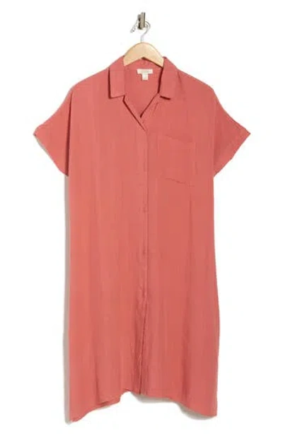 Nordstrom Rack Everyday Button-down Beach Cover-up Tunic In Pink