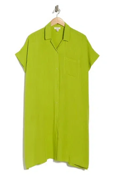 Nordstrom Rack Everyday Button-down Beach Cover-up Tunic In Green