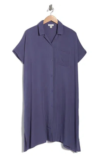 Nordstrom Rack Everyday Button-down Beach Cover-up Tunic In Blue