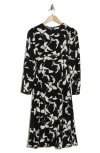 Nordstrom Rack Everyday Long Sleeve Midi Dress In Black Lyrical Leaves