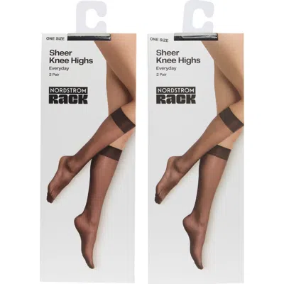Nordstrom Rack Everyday Sheer 2-pack Knee High Socks In Black