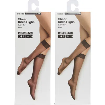 Nordstrom Rack Everyday Sheer 2-pack Knee High Socks In Black