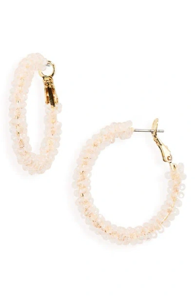 Nordstrom Rack Faceted Beaded Hoop Earrings In Pink