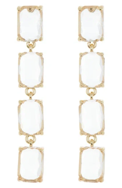 Nordstrom Rack Faceted Glass Linear Earrings In Clear- Gold