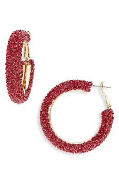 Nordstrom Rack Faceted Stone Hoop Earrings In Red