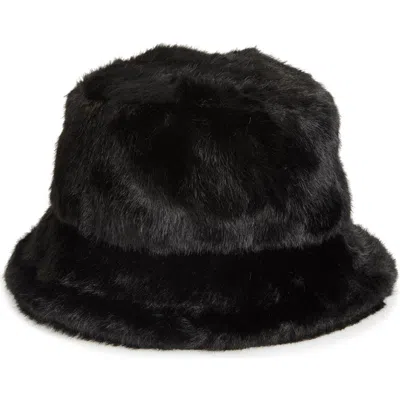 Nordstrom Rack Faux Fur Bucket Hat In Black