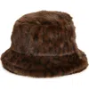 Nordstrom Rack Faux Fur Bucket Hat In Brown