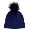 Nordstrom Rack Faux Fur Cashmere Pompom Beanie In Blue Beacon