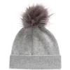 Nordstrom Rack Faux Fur Cashmere Pompom Beanie In Grey Formal