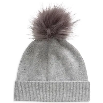 NORDSTROM RACK NORDSTROM RACK FAUX FUR CASHMERE POMPOM BEANIE 