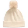 Nordstrom Rack Faux Fur Cashmere Pompom Beanie In Ivory Pristine