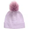 Nordstrom Rack Faux Fur Cashmere Pompom Beanie In Purple Petal