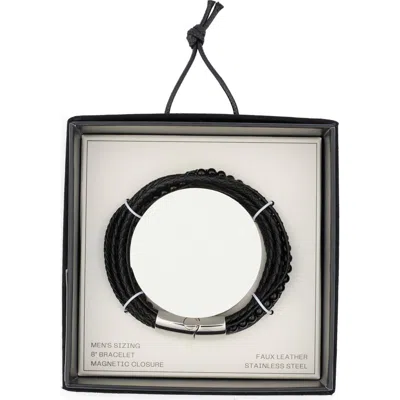 Nordstrom Rack Faux Leather & Bead Bracelet In Black