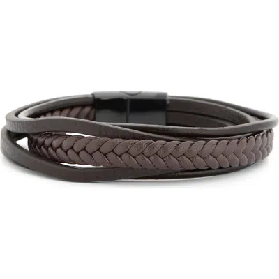 Nordstrom Rack Faux Leather Bracelet In Black