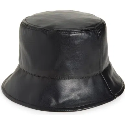 Nordstrom Rack Faux Leather Bucket Hat In Black