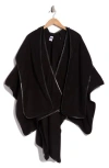 Nordstrom Rack Faux Leather Trim Cape In Black