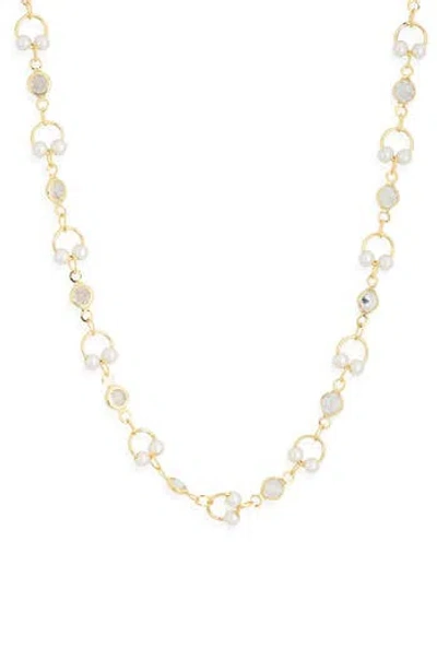 Nordstrom Rack Faux Pearl & Bezel Stone Necklace In Neutral