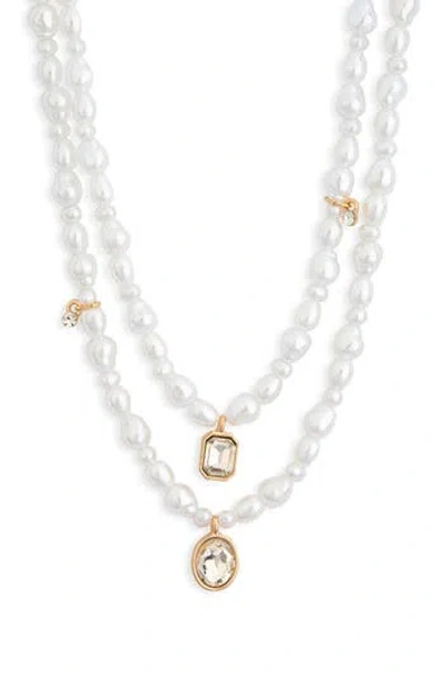 Nordstrom Rack Faux Pearl & Charm Pendant Layered Necklace In White