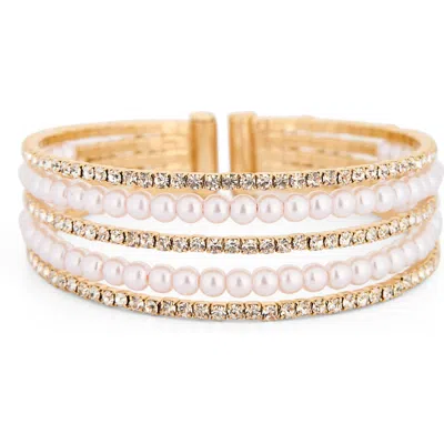 Nordstrom Rack Faux Pearl & Crystal Cuff Bracelet In Multi