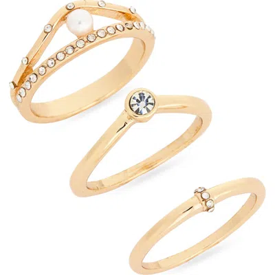 Nordstrom Rack Faux Pearl & Stone Ring In Gold