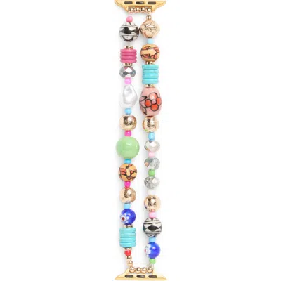 Nordstrom Rack Faux Pearl Beaded Apple Watch® Watchband In Multi