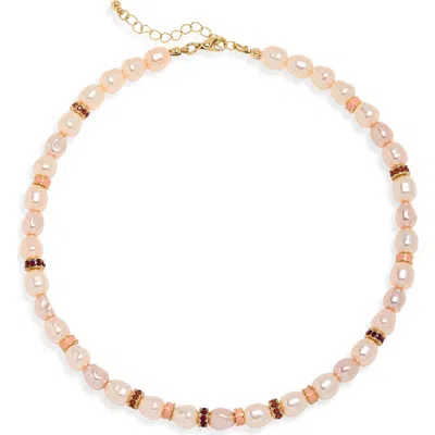 Nordstrom Rack Faux Pearl Beaded Necklace In Gold
