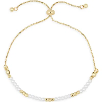 Nordstrom Rack Faux Pearl Beaded Slider Bracelet In Gold