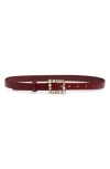 Nordstrom Rack Faux Pearl Buckle Belt In Burgundy