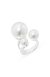 Nordstrom Rack Faux Pearl Cluster Ring In Silver