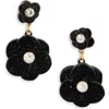 Nordstrom Rack Faux Pearl Flower Drop Earrings In Black