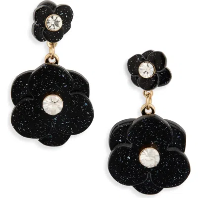 Nordstrom Rack Faux Pearl Flower Drop Earrings In Black
