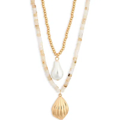 Nordstrom Rack Faux Pearl Layered Necklace In Gold