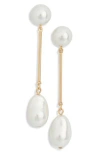 Nordstrom Rack Faux Pearl Linear Drop Earrings In Gold