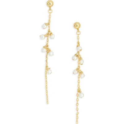 Nordstrom Rack Faux Pearl Linear Drop Earrings In Gold