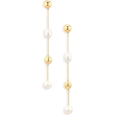 Nordstrom Rack Faux Pearl Station Drop Earrings In Gold
